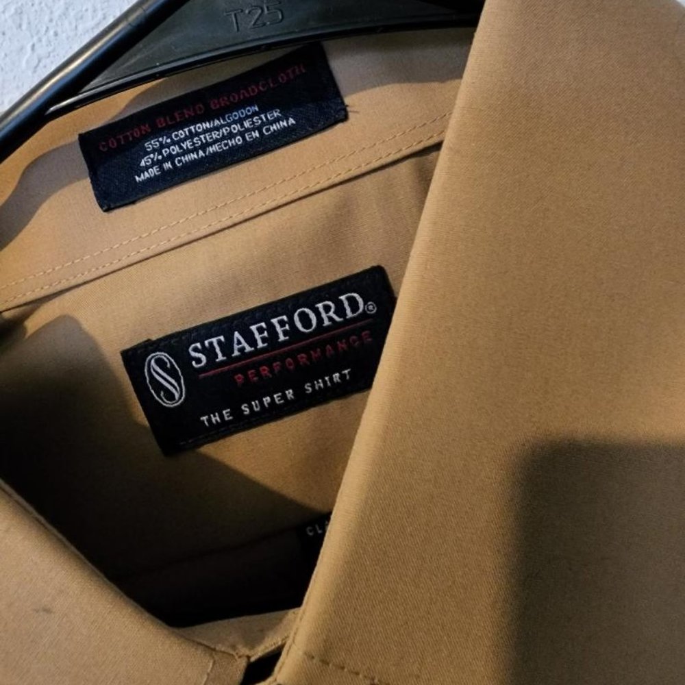 Men's Stafford Classic Fit Tan Shirt 17